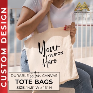 Custom Tote Bag – Personalized Cotton Canvas Shopper, Wedding Party Gift, Bridesmaid Bag, Custom Text, Logo, or Image Tote