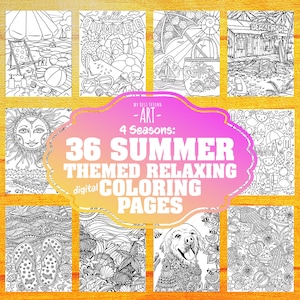36 Printable Summer Coloring Pages – Summer Scenes & Quotes | Digital Download for Relaxation