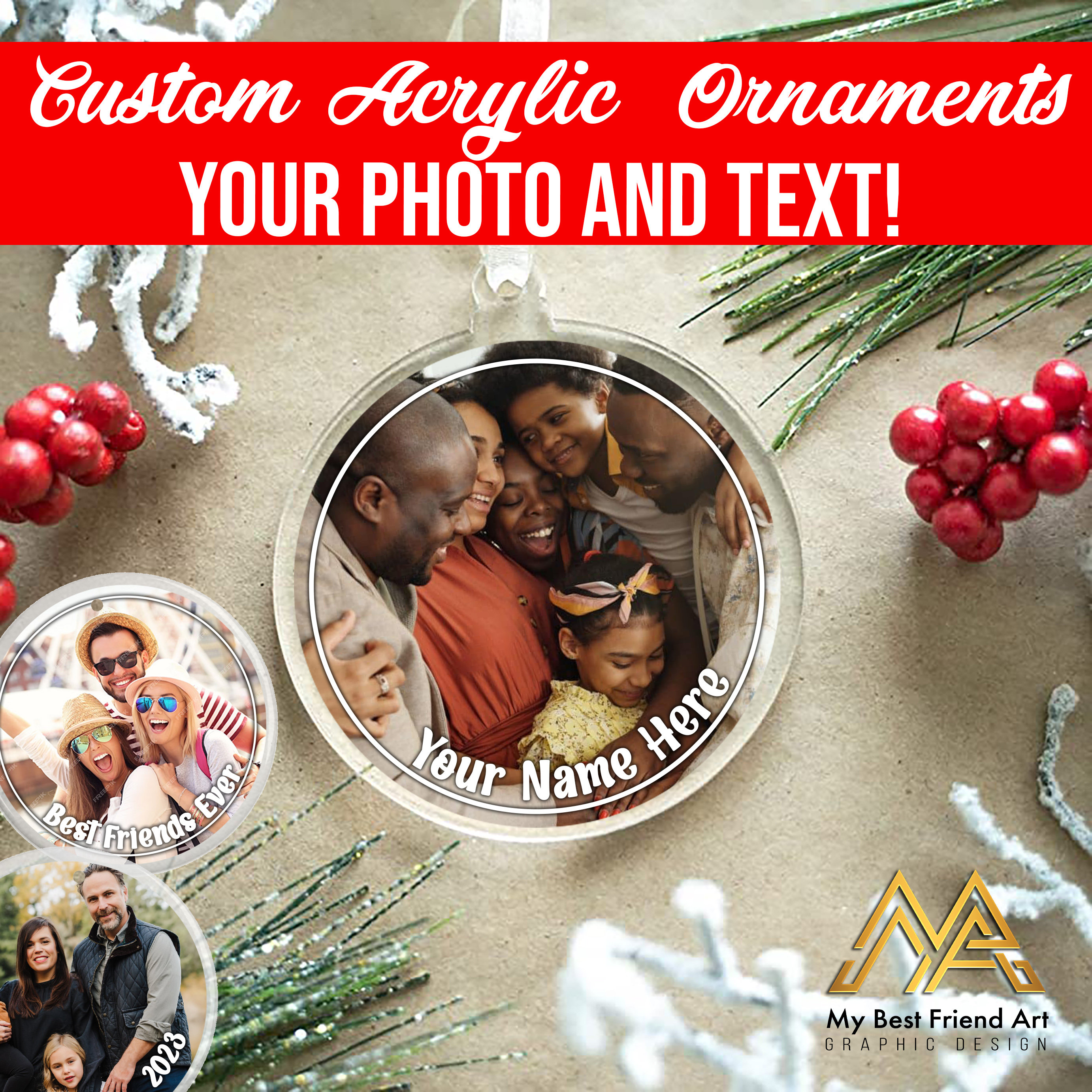 Personalized Picture Photo Ornaments Gift Tags Christmas