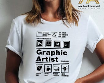 Funny Graphic Artist T-Shirt – 10% Human 40 Computer 50 Adobe – Designer Gift, Illustrator Humor Tee – Unisex Sizes S to XL
