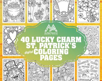 40 Printable St. Patrick’s Day Coloring Pages PDF – Instant Download, Leprechaun & Shamrock Designs for All Ages