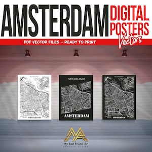 Digital! Amsterdã - Holanda - Arquivos vetoriais imprimíveis e redimensionáveis de alta qualidade - Arquivo de pôster digital de alta resolução