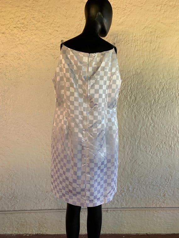White Shiny Cream Checkerboard Pattern Dress with… - image 4