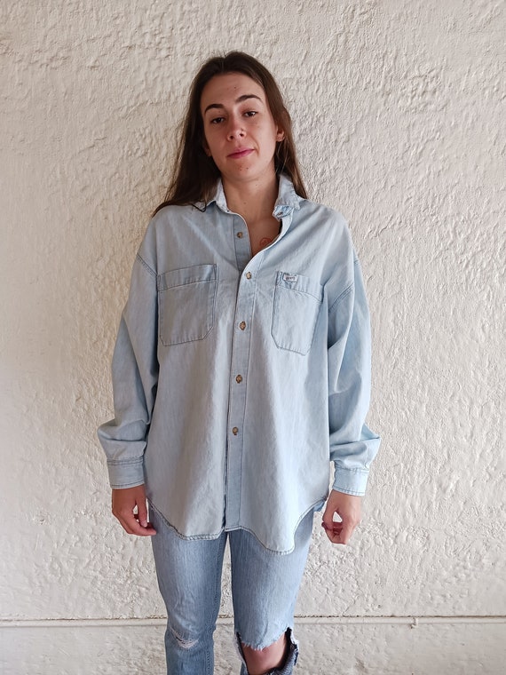 Light Blue Denim Shirt by Guess  / Men's Extra La… - image 1