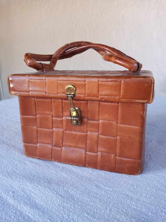 Woven Leather Box Purse / Handbag / Made in Italy… - image 1