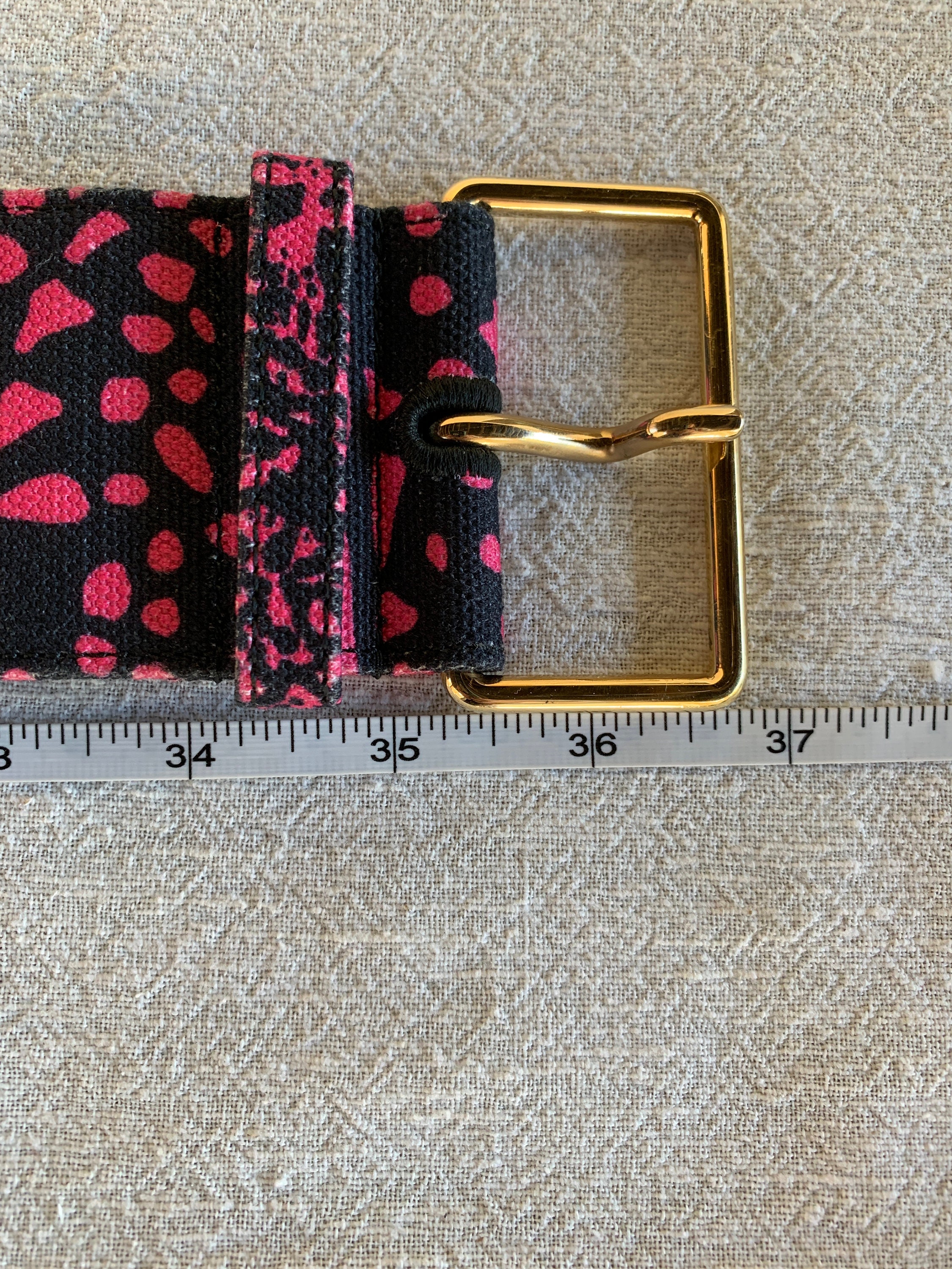 Yves Saint Laurent Wide Belt / Pink Black / Medium / 90's