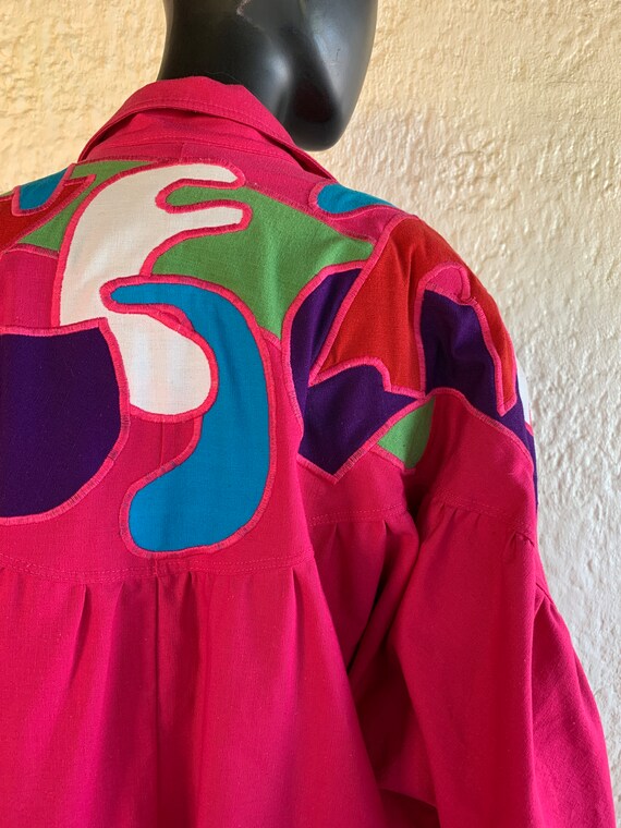 Bright Pink Tipicano Patchwork Jacket / Large / 8… - image 2