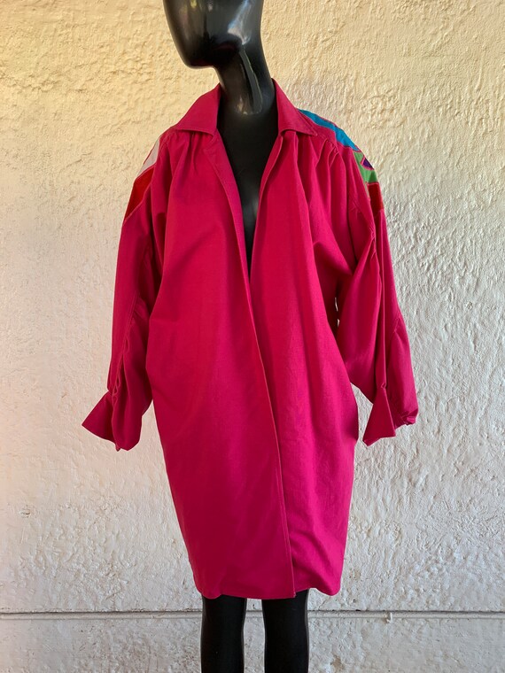 Bright Pink Tipicano Patchwork Jacket / Large / 8… - image 3
