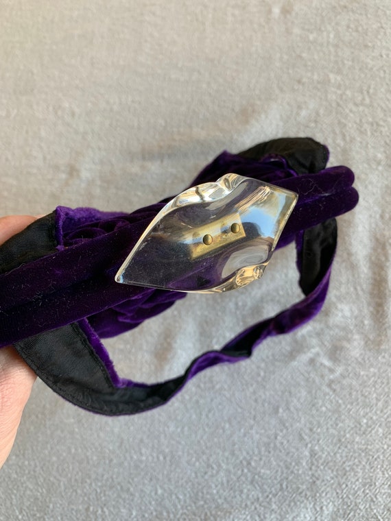 Purple Velvet Handbag / 8" by 12" / 50's & 60's F… - image 7