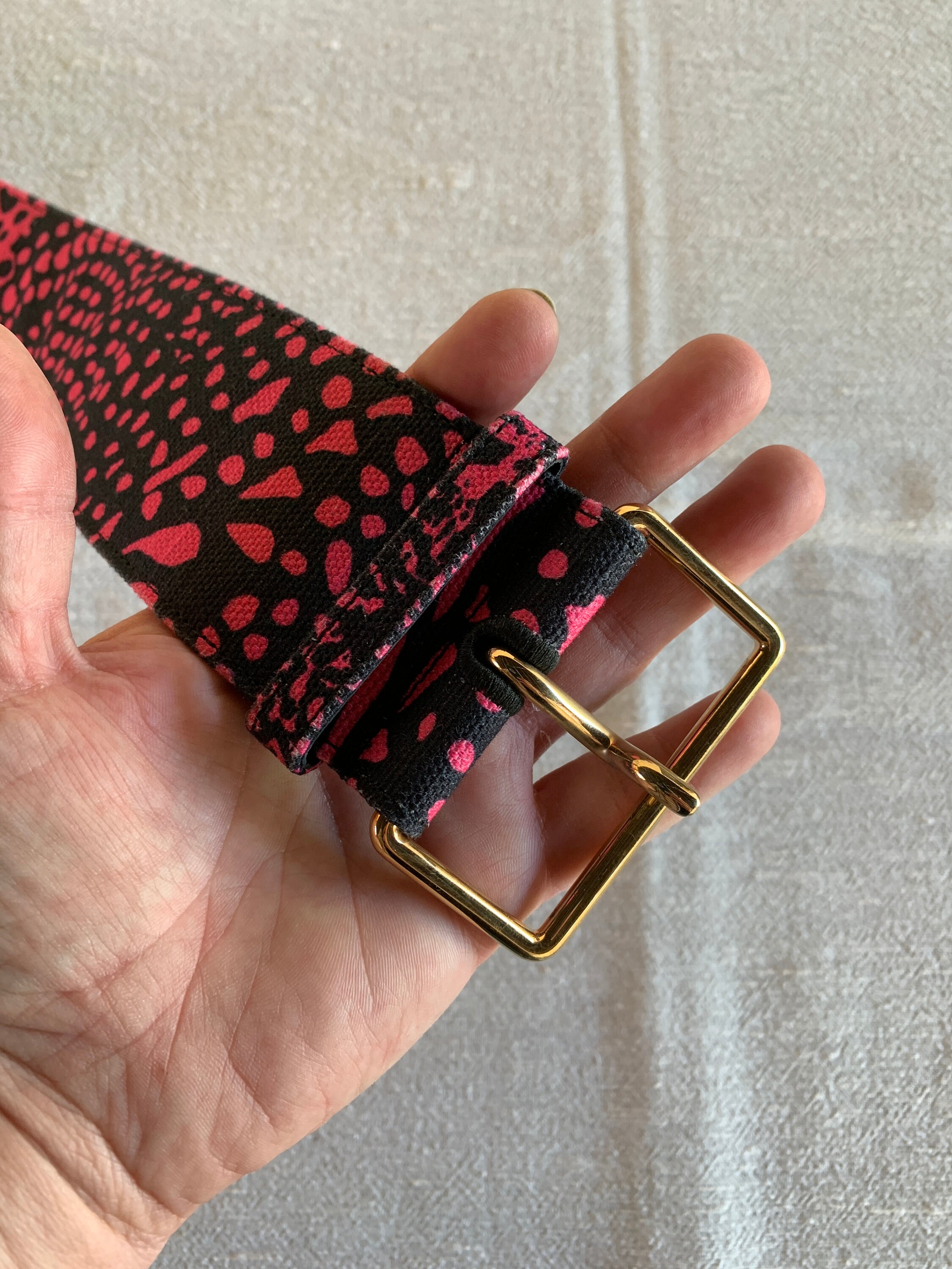 Yves Saint Laurent Wide Belt / Pink Black / Medium / 90's