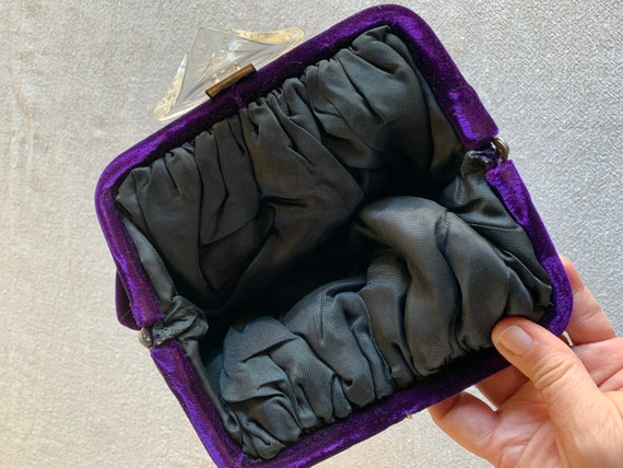 Purple Velvet Handbag / 8" by 12" / 50's & 60's F… - image 4