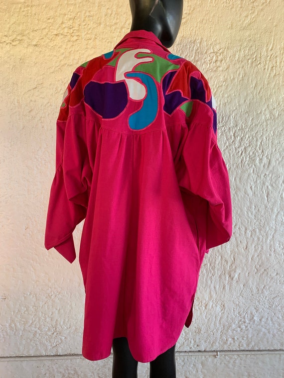 Bright Pink Tipicano Patchwork Jacket / Large / 8… - image 1