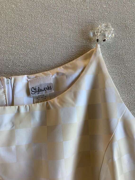 White Shiny Cream Checkerboard Pattern Dress with… - image 7