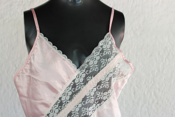 Pink Camisole with Diagonal Lace/ Medium/ 80's & … - image 4