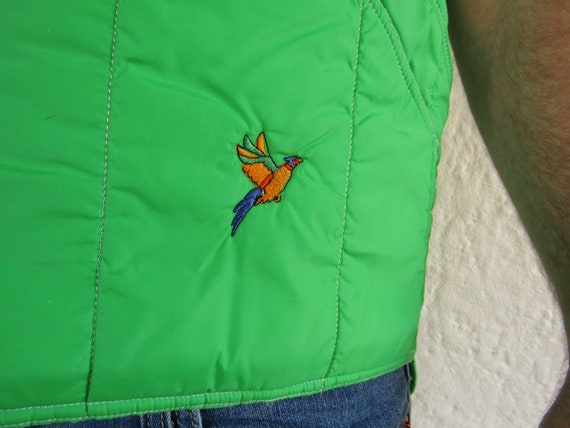 Bright Green Zipper Vest with Embroidered Animals… - image 6