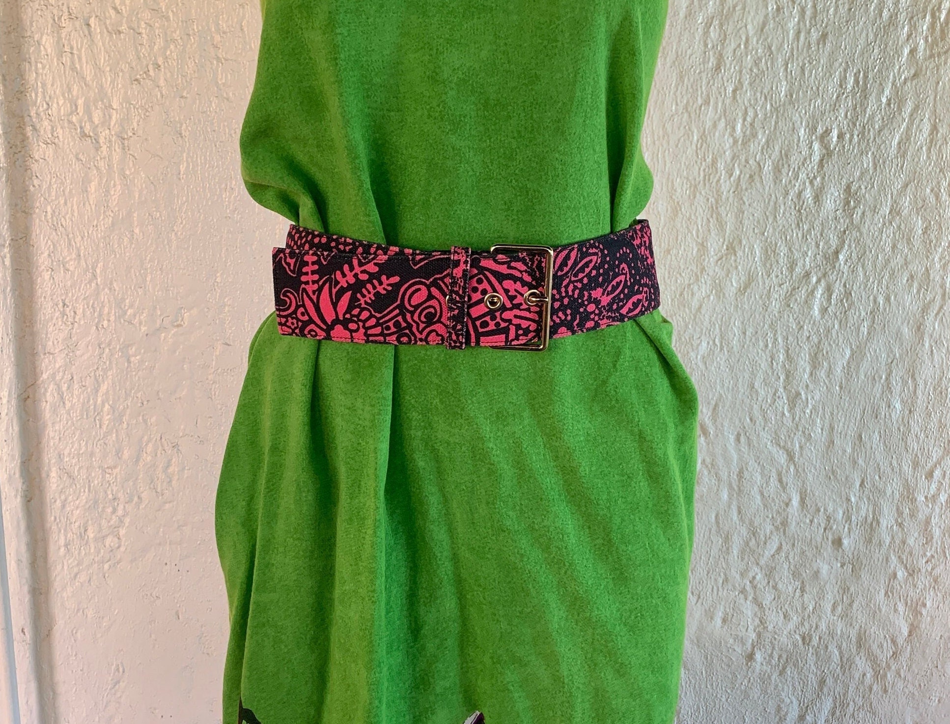Yves Saint Laurent Wide Belt / Pink Black / Medium / 90's
