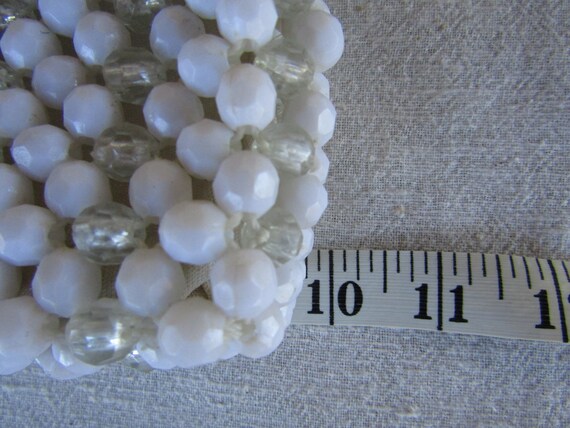 White and Clear Beaded Handbag / 10" by 11"/ 50's… - image 8