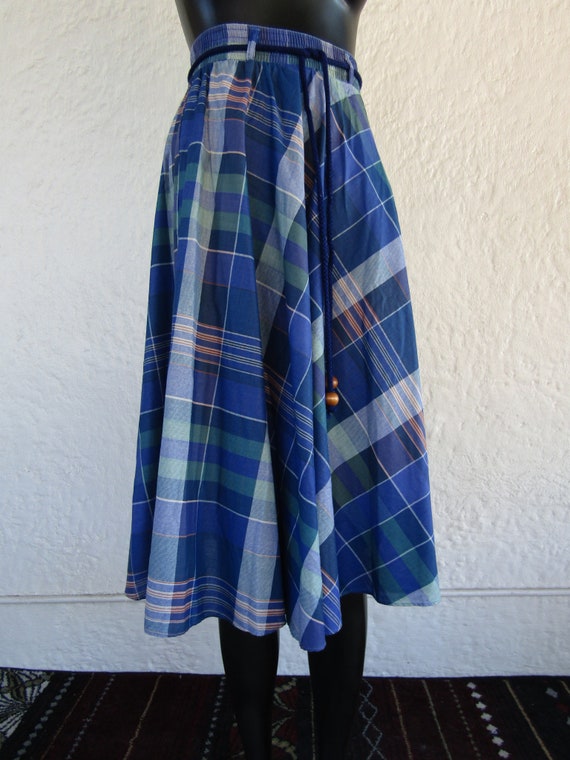 Blue plaid top skirt medium
