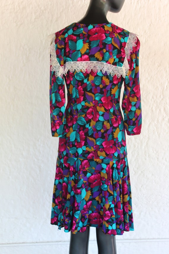 Bright Magenta, Turquoise and Goldenrod Dress wit… - image 5