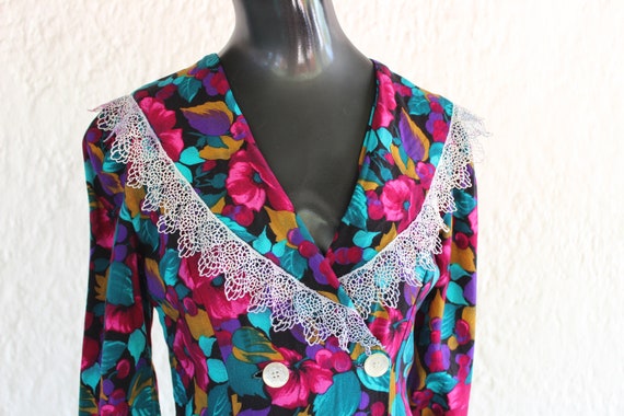 Bright Magenta, Turquoise and Goldenrod Dress wit… - image 2