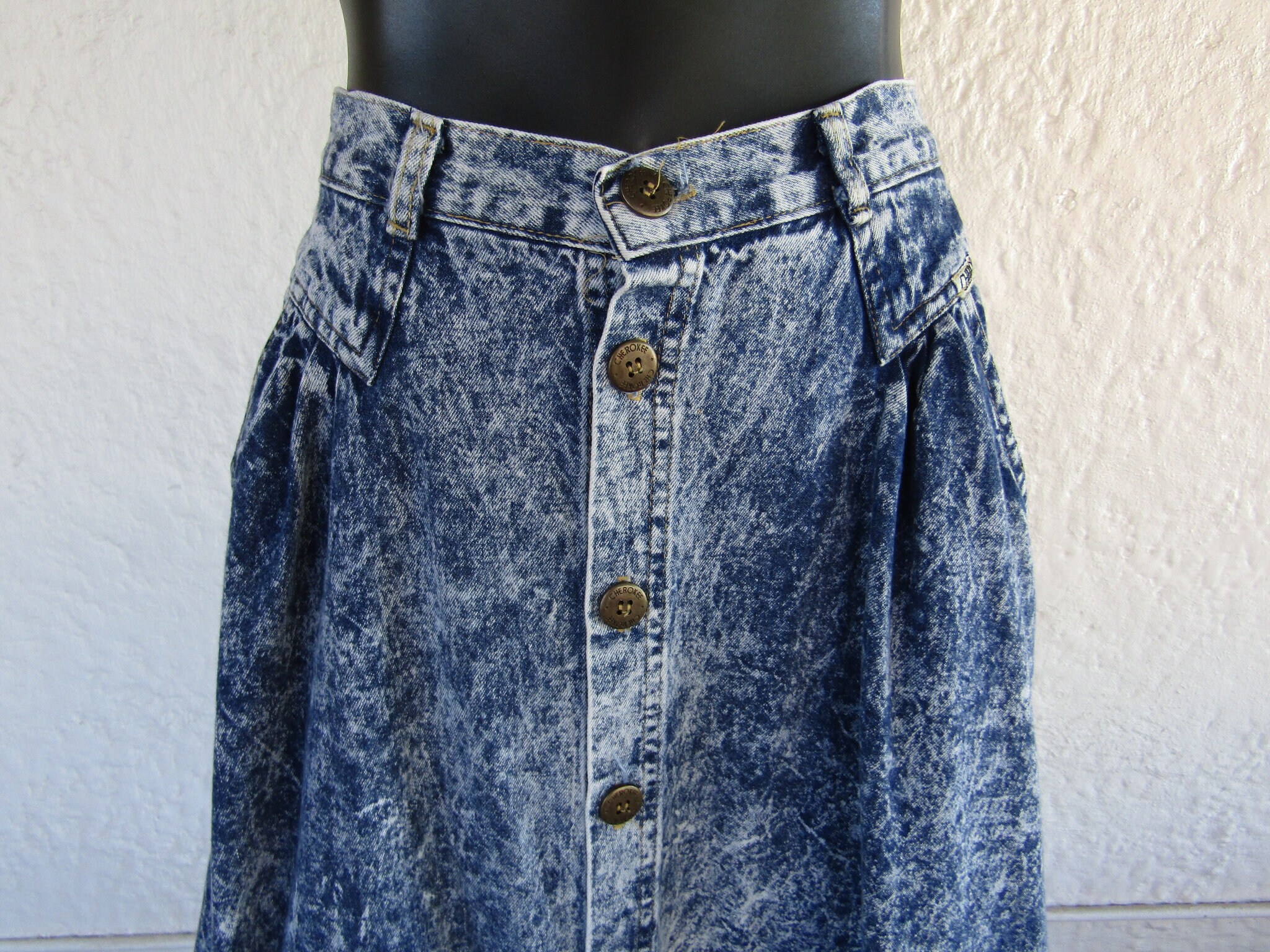 Button Down Denim Skirt / Small / 80's 