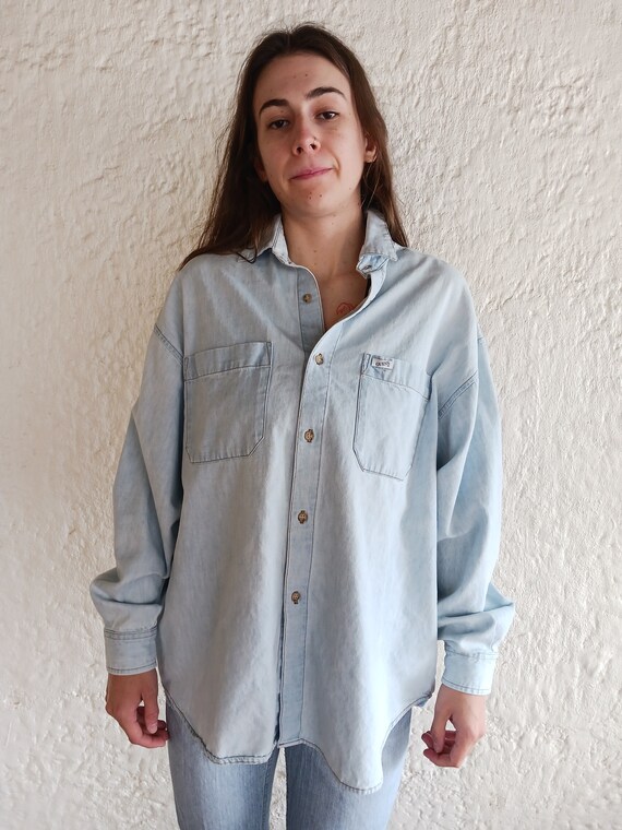 Light Blue Denim Shirt by Guess  / Men's Extra La… - image 2