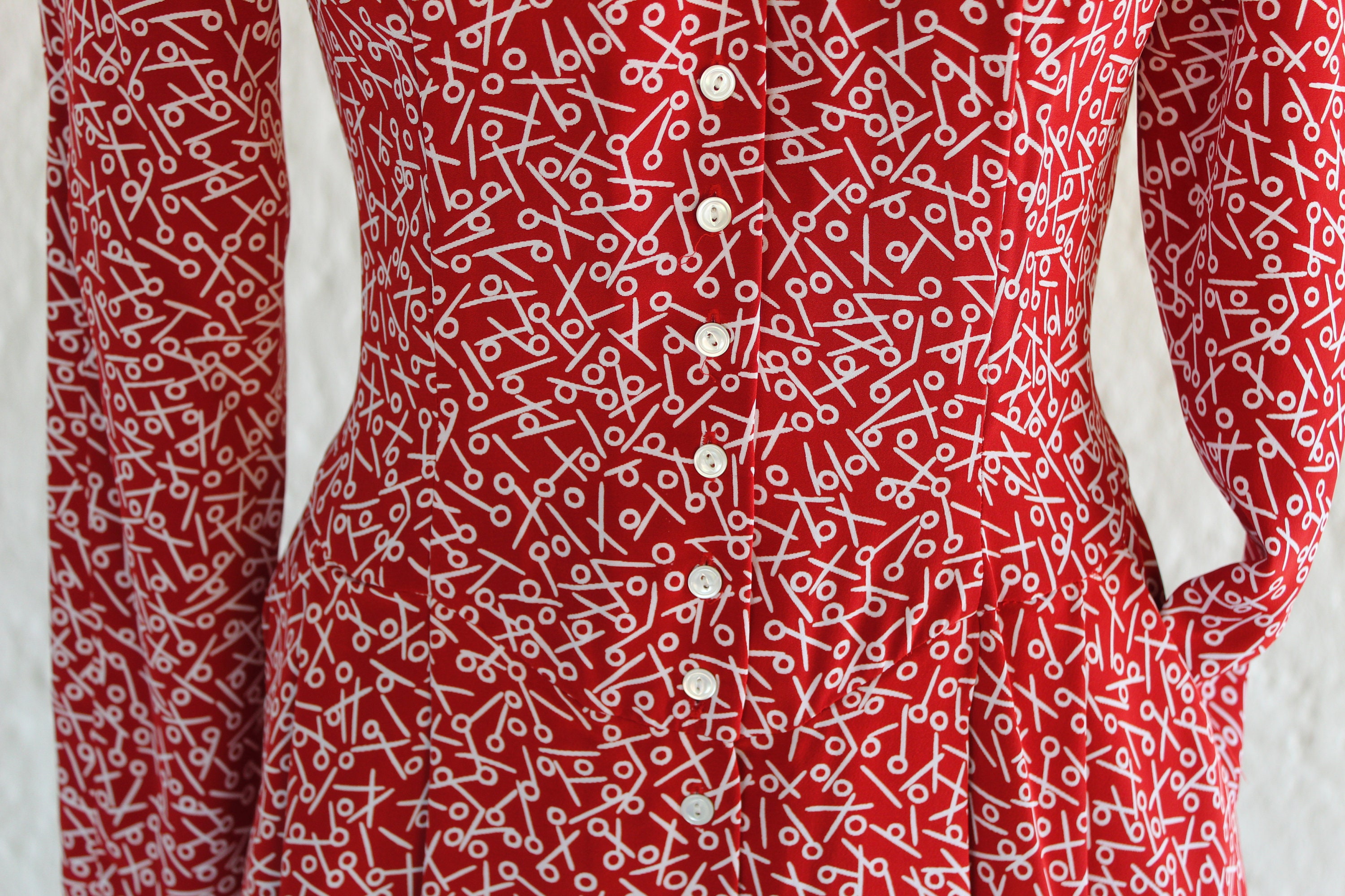Red With White Abstract Pattern Dress/ Small/ 90's Etsy Australia