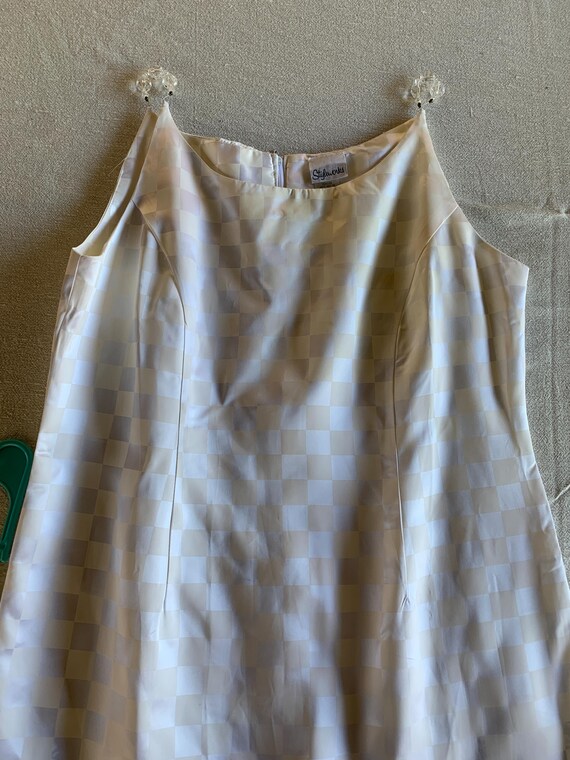 White Shiny Cream Checkerboard Pattern Dress with… - image 8