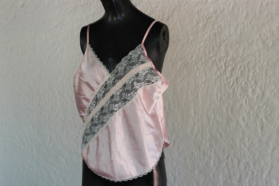 Pink Camisole with Diagonal Lace/ Medium/ 80's & … - image 2