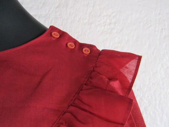 Brick Red Ruffle Blouse/ Small/ 80's Fashion/ Vin… - image 4