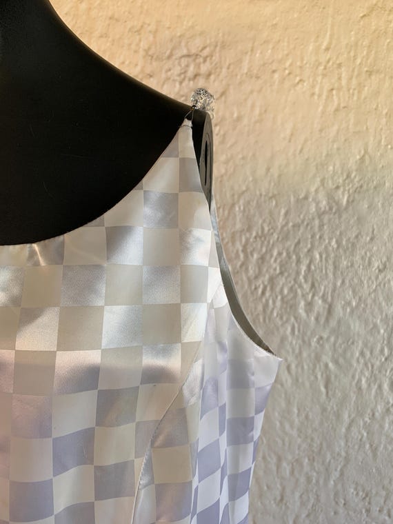 White Shiny Cream Checkerboard Pattern Dress with… - image 6