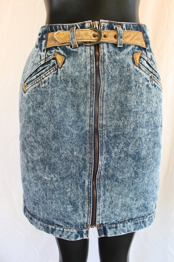 stone washed denim skirt