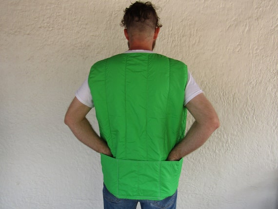 Bright Green Zipper Vest with Embroidered Animals… - image 4