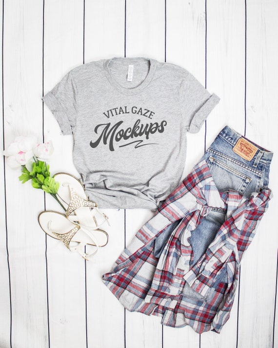 Bella Canvas 3001 Mockup Athletic Heather 3001 Bella Canvas Etsy