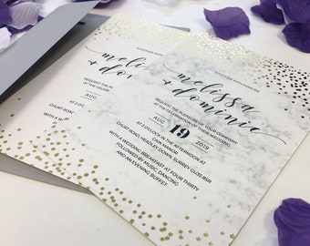 Confetti Wedding Invitation | Hot Foiled and Printed | 300gsm