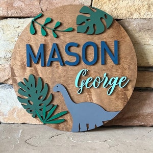 Dinosaur Nursery, Above Crib Sign, Baby Nursery Decor, Custom Shower Gift, Dinosaur Sign for Kids Rooms, 3D Dinosaur Sign, Nursery Name Sign