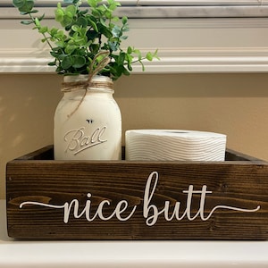 Nice Butt Bathroom Box, Toilet Paper Holder, Fun Bathroom Box, Farmhouse Rustic Decor, Bathroom Caddy Box, Nice Butt Bathroom Decor Box