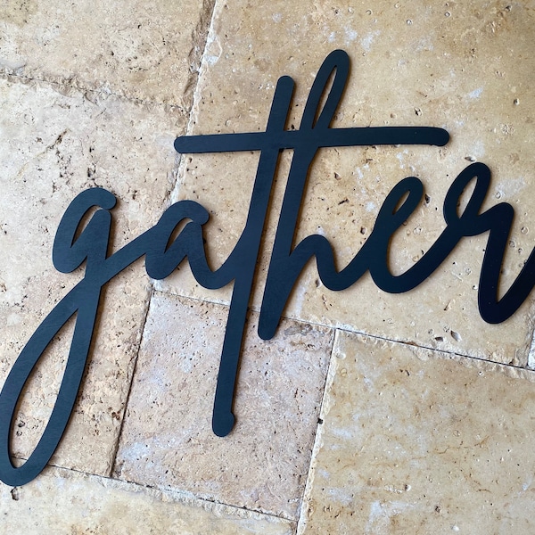 Gather Sign,  Large Gather Sign, 3D Laser Cut Gather, Gather Wood Cut Out, Dining Room Wall Decor, Kitchen Decor, Gather Wall Decor