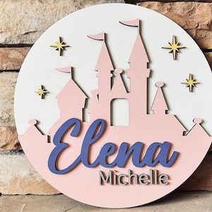 Custom Princess Castle Name Sign: Laser Cut Wood Nursery Decor