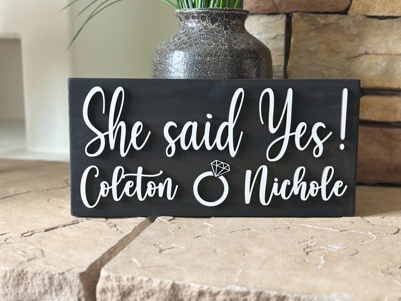 She Said Yes Engagement Photo Prop Sign| She Said Yes Engagement Announcement| Proposal Sign image 11