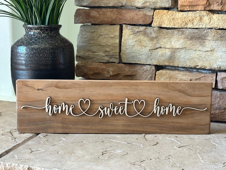 Home Sweet Home Wooden Sign: Farmhouse Wall Decor Special Wal/Natural