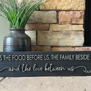 Farmhouse Dining Room Sign: Bless The Food Prayer, Laser-Cut Wood Letters