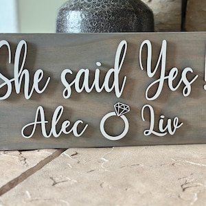 She Said Yes Engagement Photo Prop Sign| She Said Yes Engagement Announcement| Proposal Sign Classic Gray