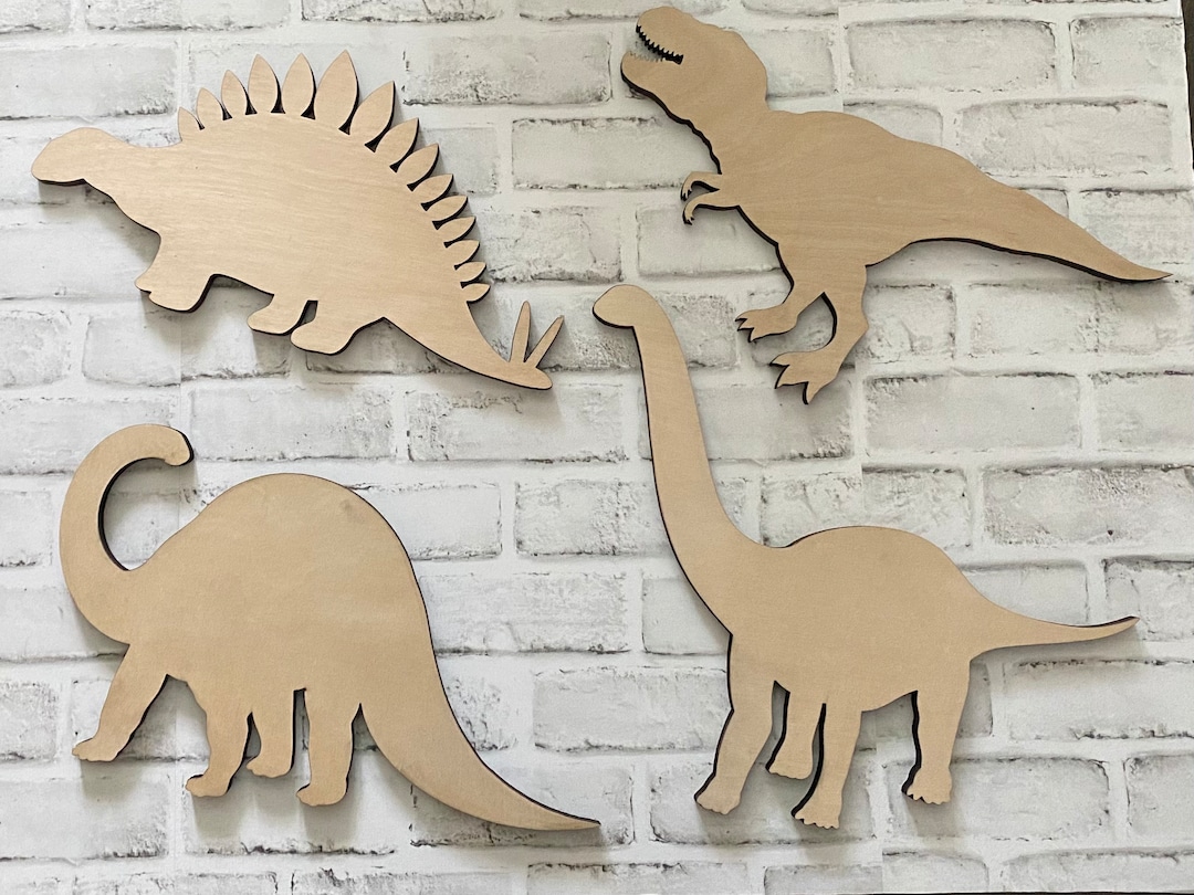 Wooden Dinosaurs Set of 4 Dinosaurs Children's Room - Etsy