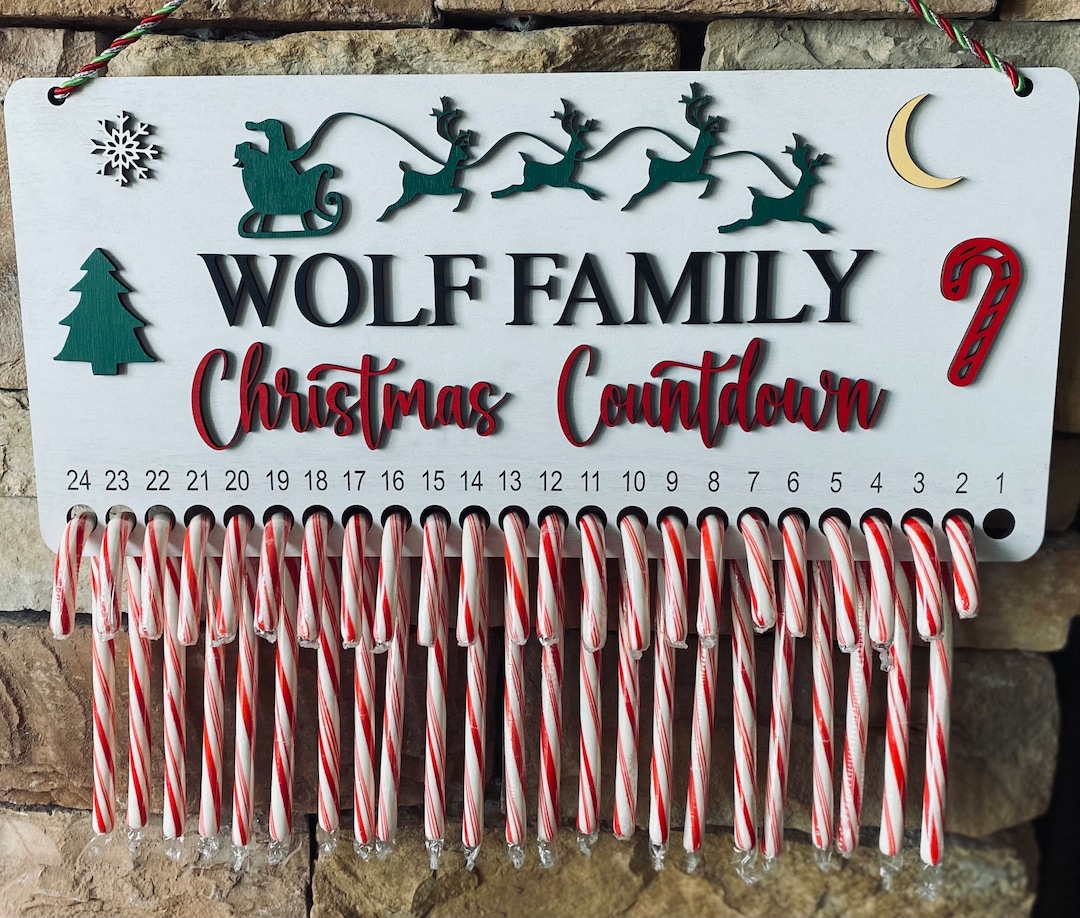 Christmas Countdown, Candy Cane Countdown, Personalized Family Name