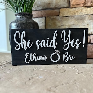She Said Yes Engagement Photo Prop Sign| She Said Yes Engagement Announcement| Proposal Sign Black
