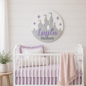 Custom Princess Castle Name Sign: Laser Cut Wood Nursery Decor