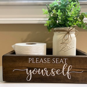 Please Seat Yourself Toilet Box, Toilet Tray Box, Fun Bathroom Sayings, Bathroom Caddy, Back of Toilet Organizer, Farmhouse Bathroom Decor