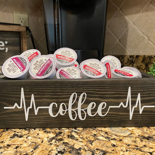 Coffee Bar K Cup Storage, Coffee Box, Coffee Bar, Coffee  Holder,  Coffee Heartbeat Box, Coffee Bar Decor, K Cup Coffee Bar, Kitchen Decor