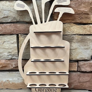 Personalized Golf Ball Holder: Laser Cut Baltic Birch Wall Display